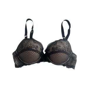 Elle Macpherson Desert Heat Uplift Plunge Contour Underwire Bra Black Lace 34D